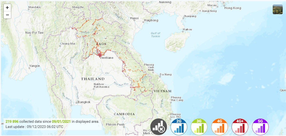 Laos Unitel - Coverage maps