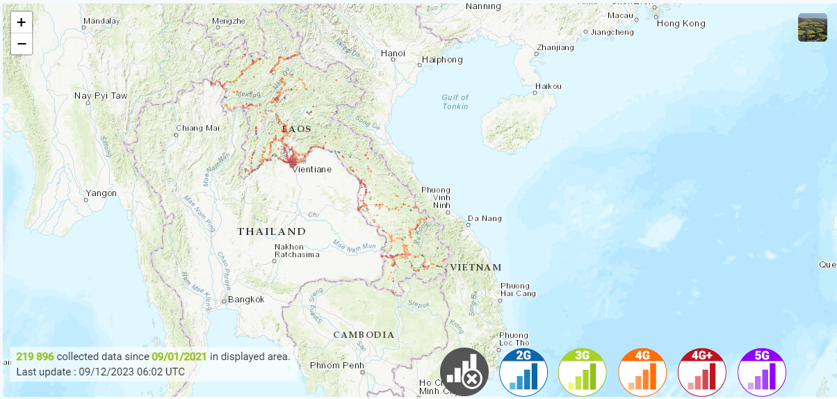 Laos Unitel - Mapas de cobertura